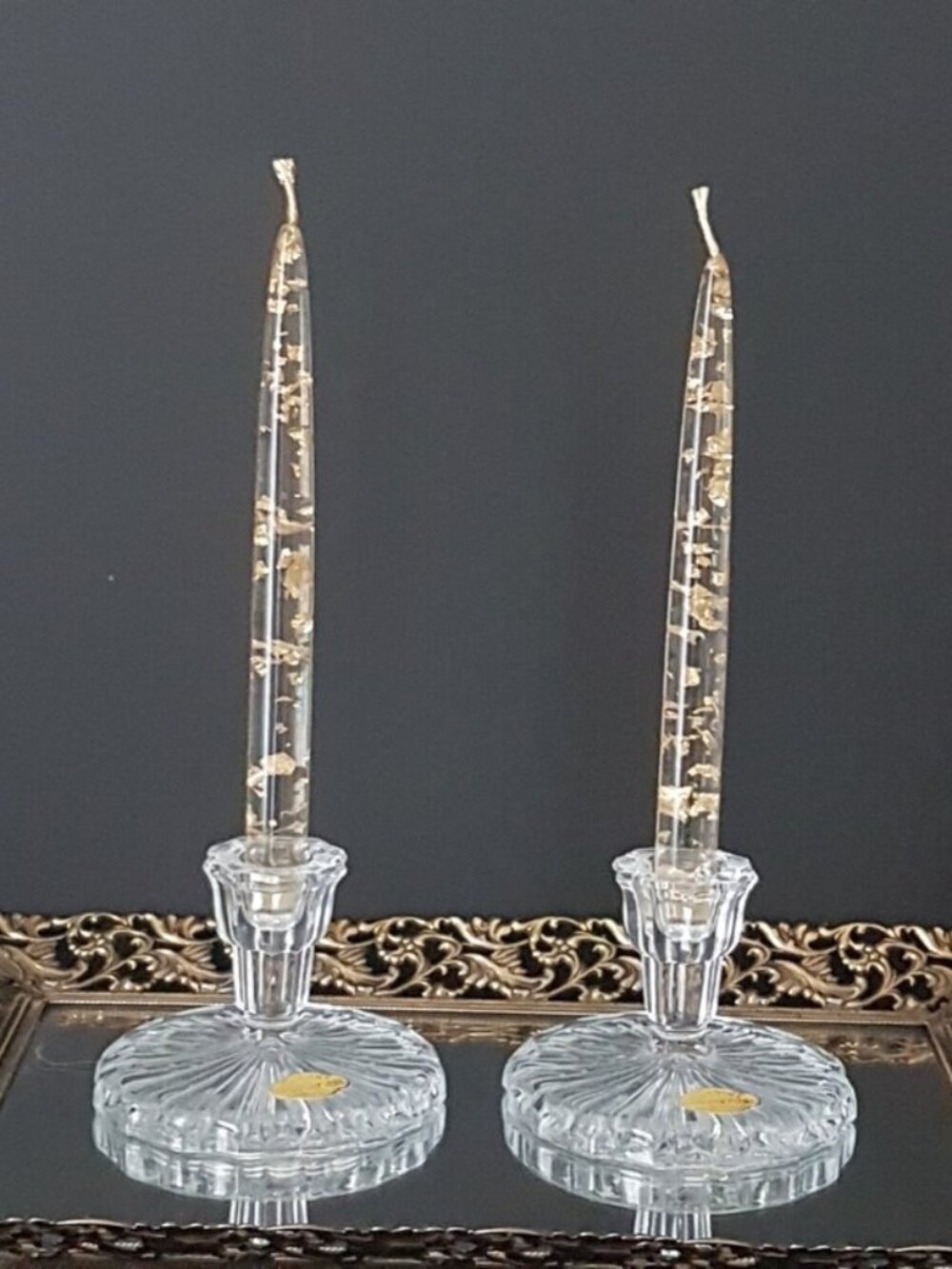 Vintage West Germany Lead Crystal Candlestick Holders | 1970s Collectible